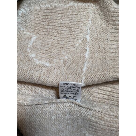 Threaded Leaf Women’s Beige Sweater With White Heart Appliqués Size L - Picture 8 of 8